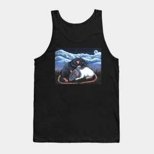 Moonlight Rats - Fancy Rats Black Self Dumbo and Grey Hooded Top Eared Tank Top